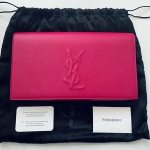 YSL Calfskin Monogram Large Belle De Jour Clutch